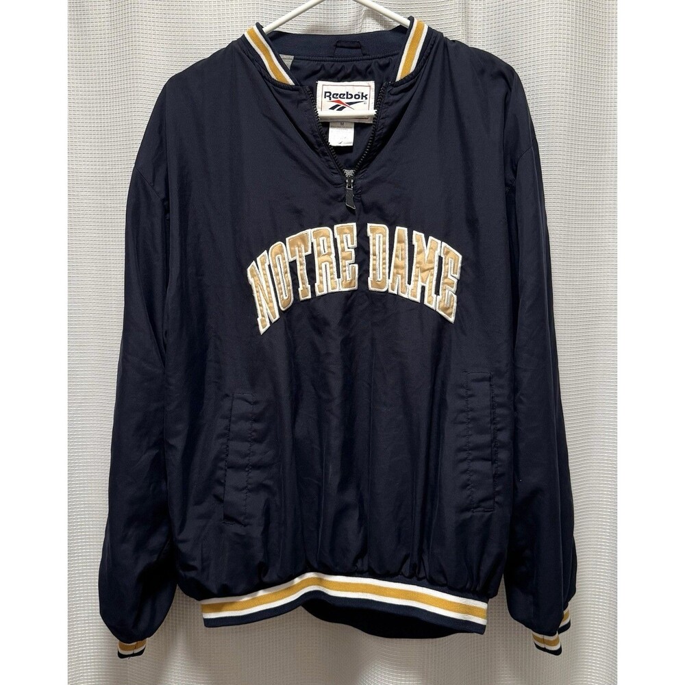 Vintage Reebok Notre Dame Fighting Irish Windbreaker Jacket Men’s M Navy Gold